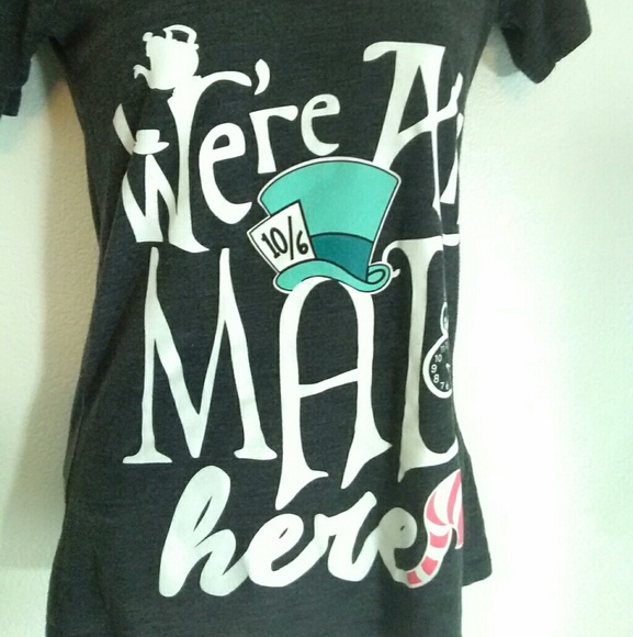 Disney "We're all mad here"Grey T-Shirt.Size XS - Picture 2 of 5